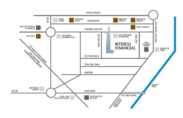 Tòa nhà tài chính Bitexco nằm tại Quận 1, TPHCM
