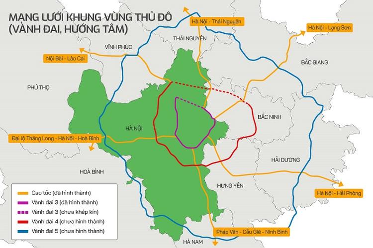 Bản đồ đường Vành đai 4 Hà Nội