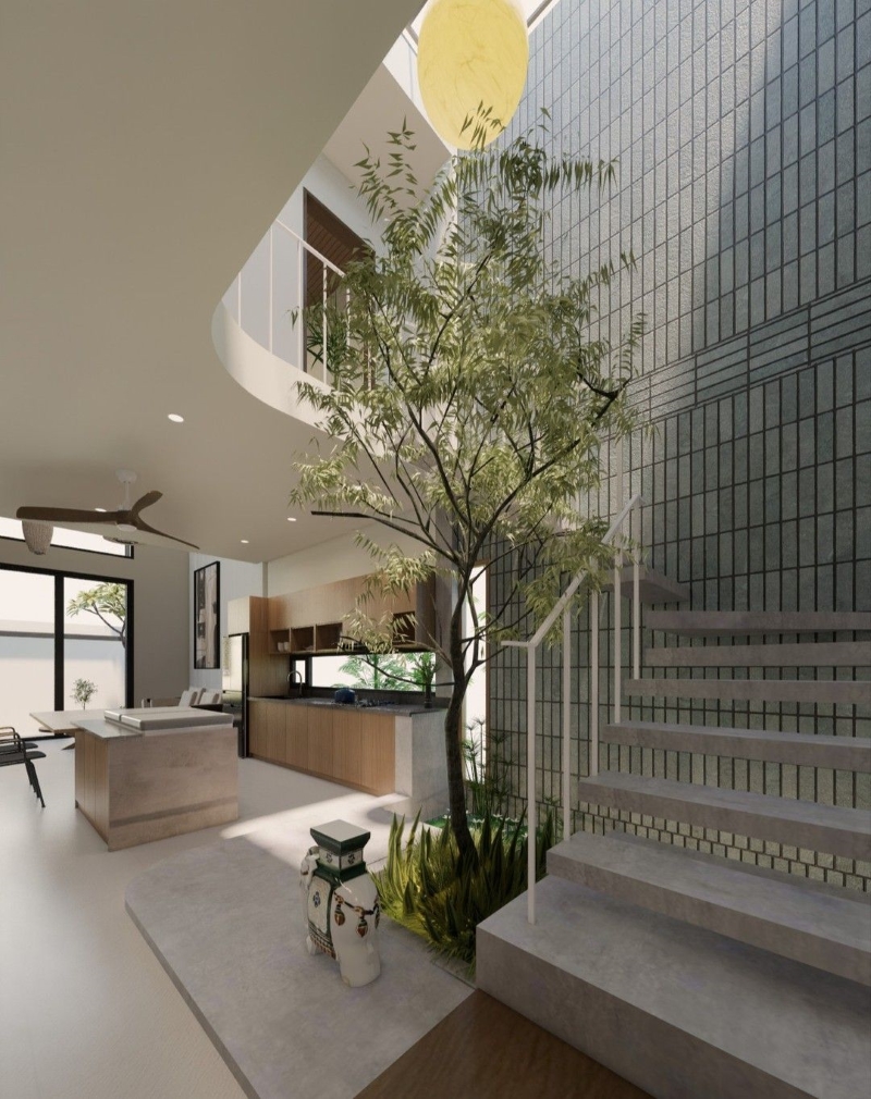 Giếng trời được bố trí thúc đẩy lưu thông không khí