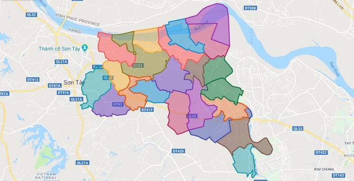 Bản đồ hành chính huyện Phúc Thọ - Hà Nội