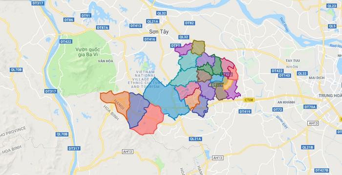 Bản đồ hành chính huyện Thạch Thất - Hà Nội