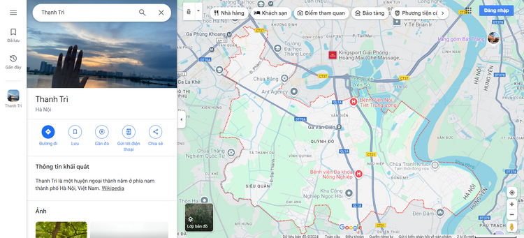 Huyện Thanh Trì, Hà Nội từ Google Map
