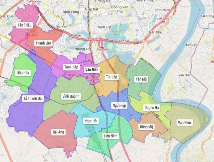 Bản đồ huyện Thanh Trì, Hà Nội