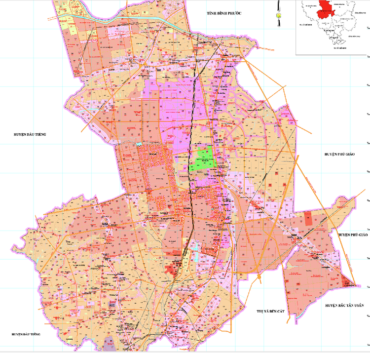 Bản đồ quy hoạch sử dụng đất huyện Bàu Bàng tầm nhìn đến năm 2030.
