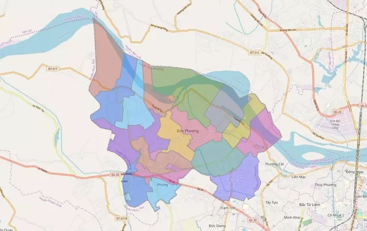 Bản đồ hành chính huyện Đan Phượng -  Hà Nội