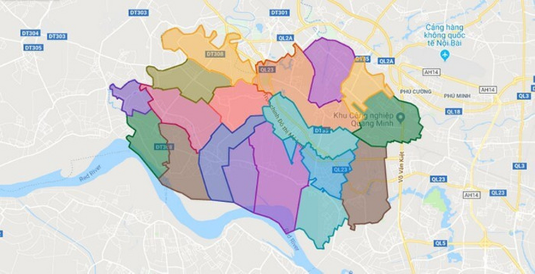 Bản đồ hành chính huyện Mê Linh - Hà Nội