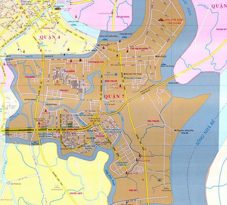 Bản đồ hành chính Quận 7 TPHCM.