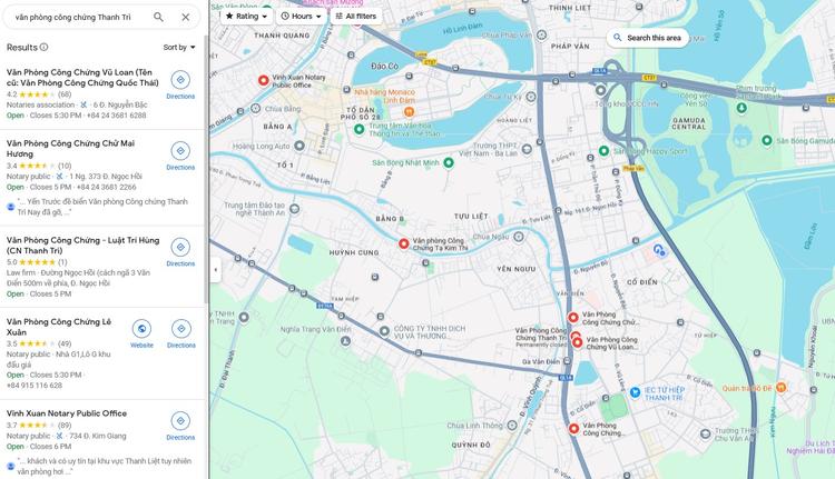 Cách tìm văn phòng công chứng gần nhất trên Google map