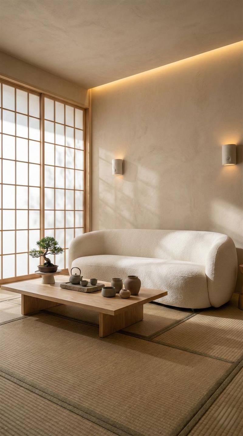 Sắc độ trầm ấm và trung tính được sử dụng trong phong cách Japandi